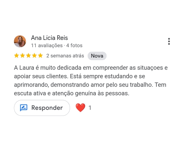 Avaliação Google — Paciente 1