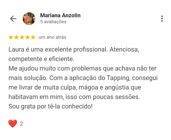 Avaliação Google — Paciente 5